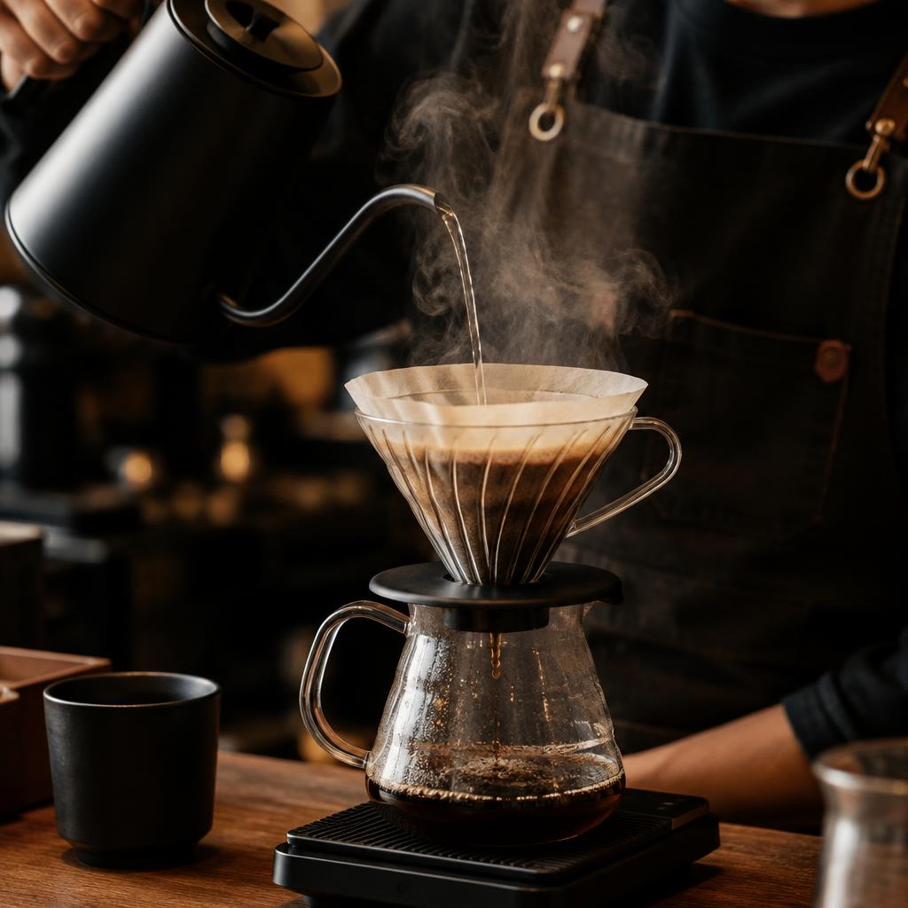 Barista pouring a V60